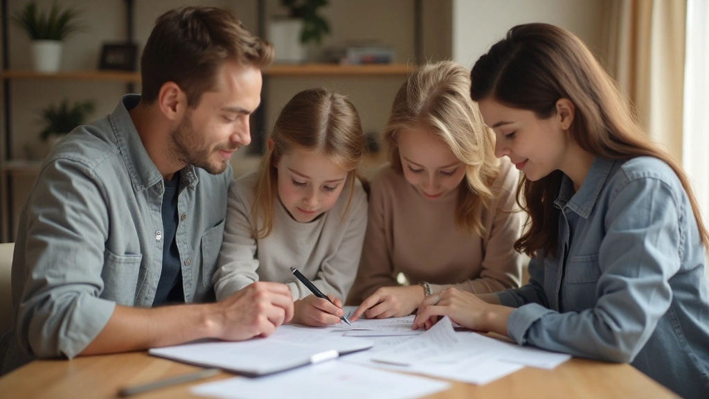 Семья планирует семейный бюджет за столом