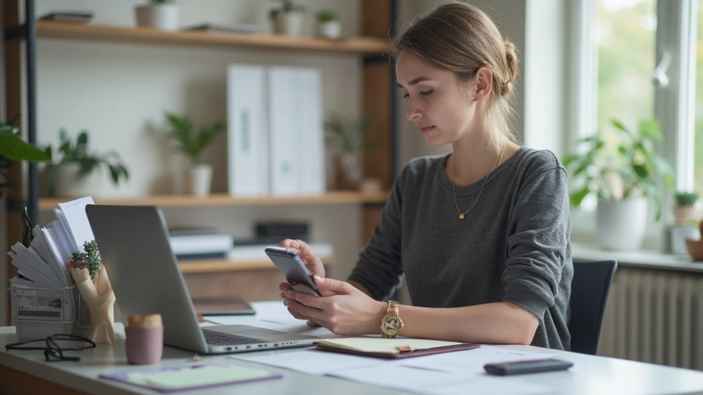 Человек ведет учет расходов в приложении на телефоне